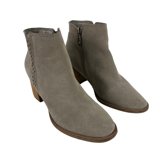 Blondo Nina Waterproof Suede Ankle Boots Women’s Size 9 Tan/Gray Block Heel - Picture 1 of 14